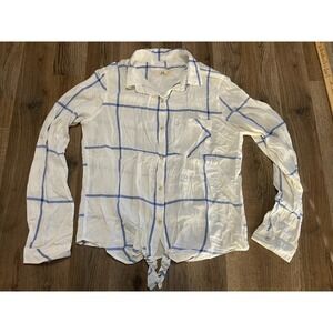 Thread+Supply Shirt, Women's Size Large/XL? Blue White, Checkered, Button Up